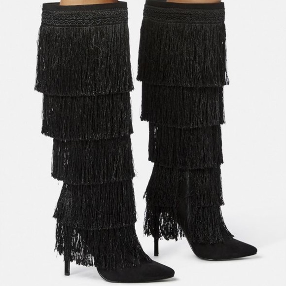 JustFab Shoes - NWT Waylin Heeled Fringe Boot